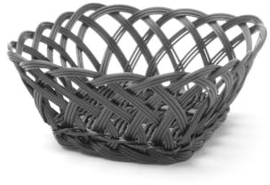 HENDI Cesto quadrato di frutta, portafrutta da tavolo, fruttiere, cestello per il pane, cestino portapane, con lati intrecciati, 190x190x(H)80mm, nero, polipropilene