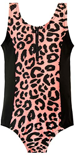 Harry Bear Girls Leopard Print Swimming Costume with Zip One Piece Animal Swimsuit for Girls Multicoloured 7-8 Years