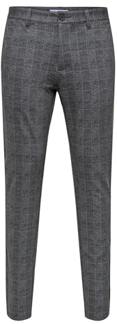 Only & Sons Onsmaker HY GW 9887 Noos Pantalon Chino à Carreaux pour Homme, Noir, 28W x 32L