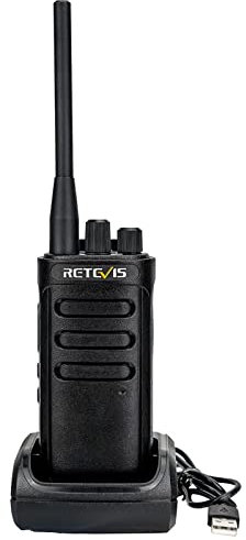 Retevis RB85 Funkgerät, Walkie Talkie mit Großer Reichweite, 2000 mAh USB Professionelles, Noise Cancelling 16 Kanäle, Notfallalarm Handfunkgerät für Airsoft, Sicherheit (Schwarz, 1 Stück)
