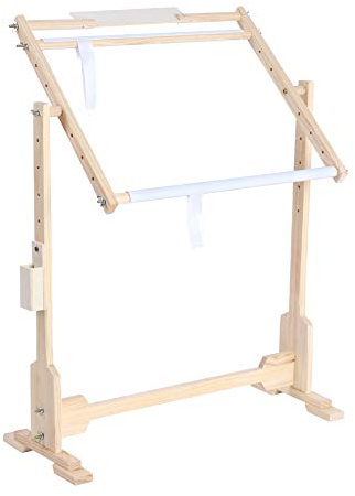 Greensen Cross Stitch Floor Stand, Adjustable Embroidery Stands and Frames, Rectangular Pine Wood Frame, Brown