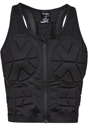 Zena Sport - Adult Chest Protector Vest for Women - Front Zip Padded Compression Vest - for Contact Sports, Lacrosse, Softball, Football, Basketball & More - Breast & Rib Protection - Black - Medium