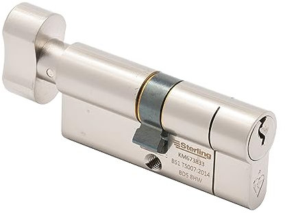Sterling Int Ext BS1 ETN4545 Thumbturn Door Cylinder, Satin Nickel, Internal 45mm External 55mm (100mm Total)