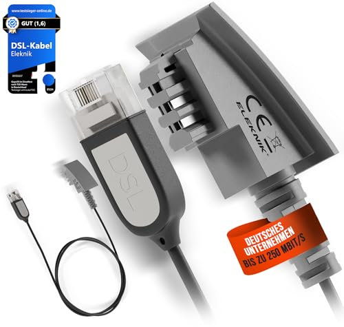 Eleknik - Cable DSL de 15 m TAE-F a RJ45 (8P2C) VDSL 250 Mbps de conexión- Cable de firma para Internet Router a toma de teléfono TAE - Negro