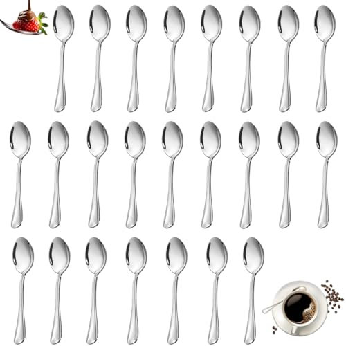 24 Pezzi Cucchiaini Caffe in Acciaio Inox, 14cm Cucchiaio da Dessert, Lavabili in Lavastoviglie, Cucchiaini da Tè, Cucchiai Piccoli Lucidato a Specchio, Cucchiaino da Caffè per Casa, Ristoranti, Festa