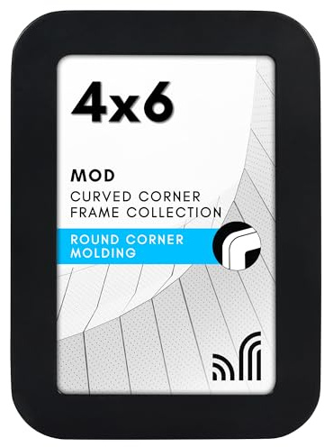 Americanflat 4x6 Picture Frame with Round Corner Molding - Mod Collection - Black Photo Frame with Shatter-Resistant Glass for Tabletop and Wall Display