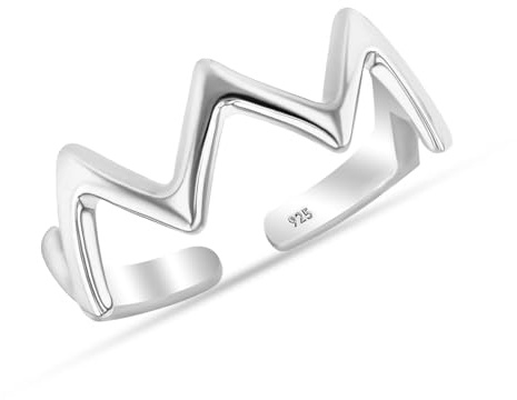 LeCalla Ensemble de bagues d'orteil minimalistes en argent sterling 925 - Anneaux d'orteils simples ouverts et réglables pour femmes, Verstellbar, Argent sterling, Aucune pierre précieuse