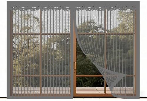 Cortinas Magnéticas 80 x 160 cm Antiinsectos, cierre automático, malla de poliéster personalizada, fácil de instalar, aptas para cocina, balcón, interior., Gris