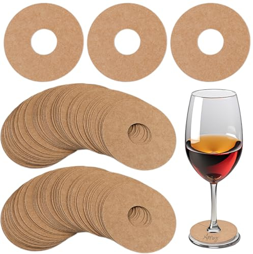 DIFLAX 100 Pezzi Segnabicchieri, Etichetta Da Bicchiere, Segna Calici, Carta Kraft, Feste, Bar, Identificazione