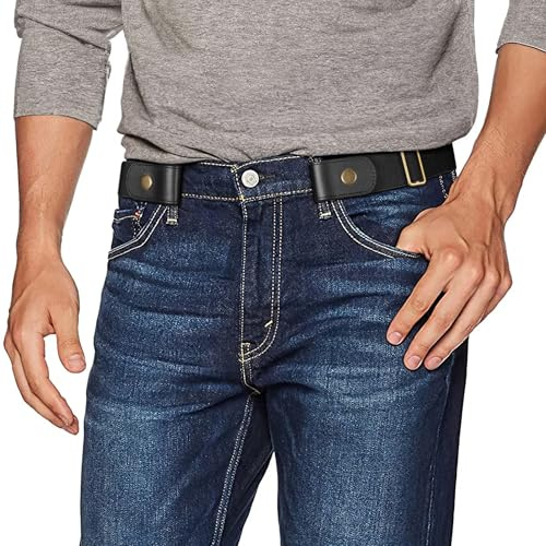 JASGOOD Men No Buckle Belt Buckle Free Elastic No Show Belts Women Unisex Invisible Adjustable Waist Belt for Jeans Pants