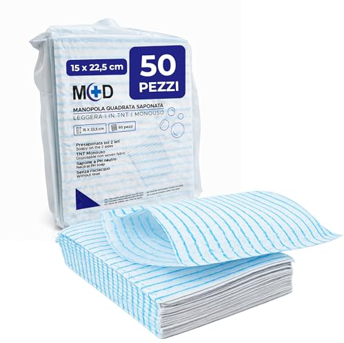 general merchandising Manoplas jabonosas desechables cuadradas, 50 unidades