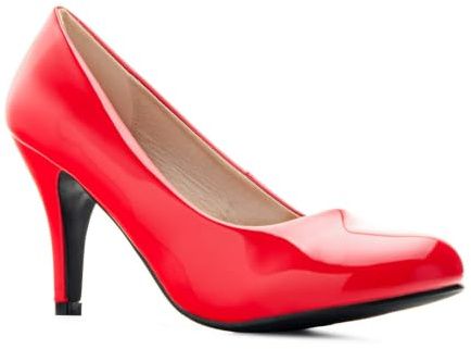 Andrés Machado - Élégants Escarpins rétro pour Femme/Adolescent pour l´été et l´Hiver - AM422 - Bout Arrondi en Vernis - Modèle Taille Petit - Talons Fins - Verni Rouge - EU 35