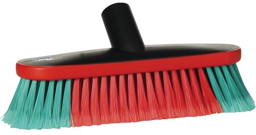 Vikan - Transport Waschbürste - Mit Wasserführung - Gummistoßkante - Oval - Weiche Borsten - 270 mm - Schwarz