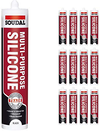 Black Soudal Trade Silicone Multi Purpose Construction Sealant Acetoxy with Fungicide