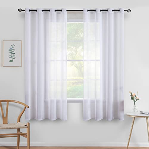 MIULEE Tende Trasparenti in Voile con Occhielli Morbidi Finestre per Camera da Letto e per Salotto Eleganti Soggiorno 2 Pannelli 140x160cm Bianco