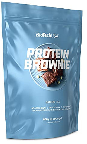 BioTechUSA Protein Brownie preparato in polvere con collagene, proteine del siero del latte e dolcificante, 600 g, Cioccolato