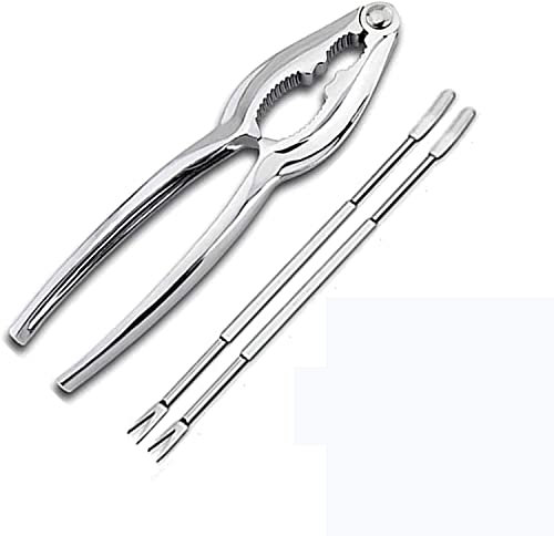 Krabbenzange, 3-teiliges Werkzeug für Meeresfrüchte, Metall, Nussknacker, Nusszange, mit Krabbenwerkzeug und 2 Krabbengabeln
