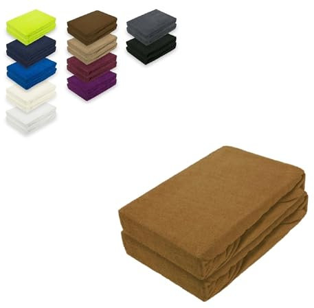 EXKLUSIV HEIMTEXTIL Doppelpack Frottee Spannbettlaken 60-70 x 140 cm Nougat