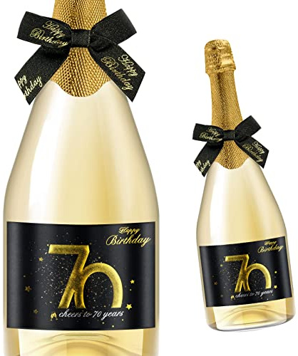 Giftota 2 Etichette per Bottiglie di Compleanno e Fiocchi, Personalizzabili, autoadesive, per spumanti e Vino Spumante, Decorazione per 70 Compleanni, Regalo di Compleanno per Uomini e Donne