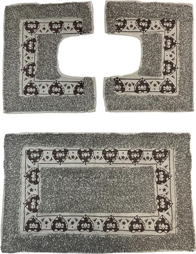 HOME ZEN HOUSEHOLD LINEN SET TAPPETI 3 PEZZI BAGNO GRECA 100% COTONE PARURE 2 PEZZI GIROWATER 40X30 CM 1 PEZZO SCENDIDOCCIA 45X75 CM