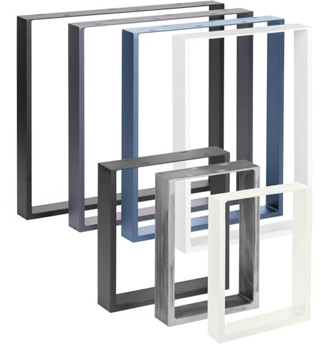 HOLZBRINK Tischbeine Metall Weiß | Tischkufen/Tischgestell für Couchtisch, Esstisch, Schreibtisch, Sitzbank | 2 Stück Möbelfüße 80 x 72 cm