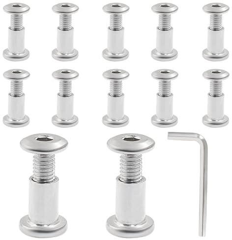Hordion M6 x 15mm Screw Post Binding Screws, Stainless Steel Leather Screw Binding Bolts for Furniture Belt Leather Crafts, 12 Sets