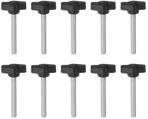 QUARKZMAN 10pz Manopole a T Vite a Testa Alata M6 x 55mm Manopole a T/Z Plastica con Filettatura Maschio Standard Maniglie Regolabili Manopole Serraggio a Mano Vite a Testa Zigrinata, Nero