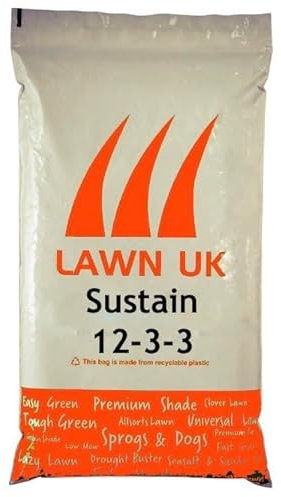 Sustain Lawn Fertiliser Lawn UK - 5KG - Natural Based Fertiliser - For New & Existing Lawns - 100sqm Coverage - Use Throughout The Year