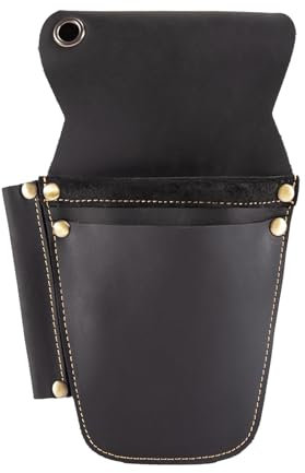 Tool Belt Pouch, 3 Pocket Tool Holder Leather Sheath, Gardening Tool Holster Case Bag for Garden Pruning Pliers Shears Secateurs Scissors or Knife, Tool Gifts for Men Dad Husband Boyfriend Him