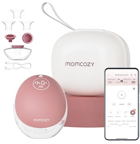 Momcozy M9 Tire-Lait Electrique Main Libre Portable (1, Rouge)