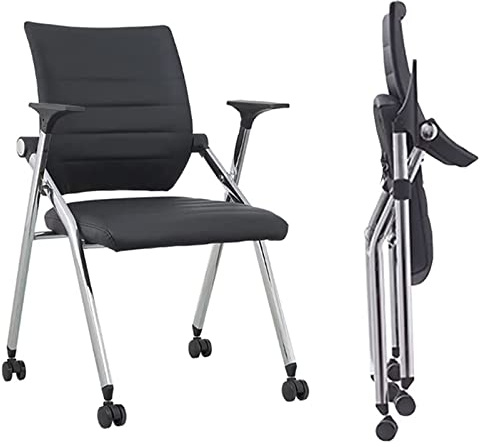 Fällbar kontorsstol med hjul, ergonomisk design för bekväma sittplatser i hem- och konferensrum