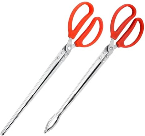 BCOATH Pinzas para Reptiles de Acero Inoxidable Multifuncionales, Ligeras y Antideslizantes, 2 Piezas para Alimentar Serpientes y Pequeños Animales en Exteriores