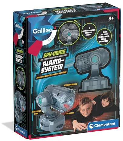 Clementoni Galileo 59477 Système d'alarme Spy avec détecteur de Mouvement, Lampe d'avertissement et sirène pour espions, Agents et détectives - pour Enfants à partir de 8 Ans