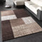 Paco Home Designer Teppich Modern Kariert Kurzflor Teppich Design Meliert In Braun Creme, Grösse:120x170 cm