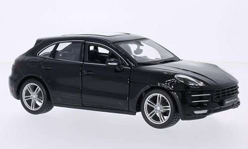 Porsche Macan Turbo, schwarz, Modellauto, Fertigmodell, Bburago 1:24