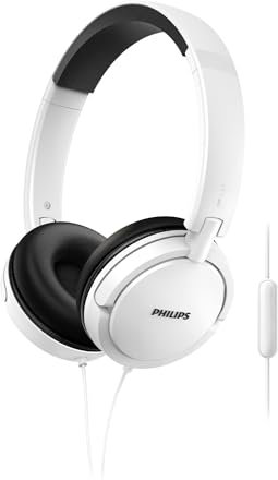 Philips SHL5005WT - Auriculares con micrófono, cómodo, plegables, aislamiento del ruido, cable de 1,2 m, blanco