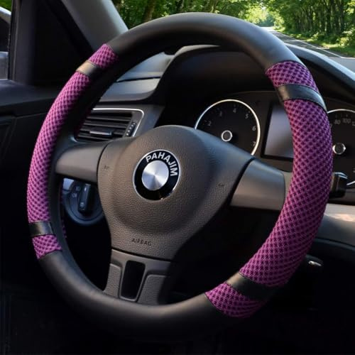 Pahajim Funda Volante Coche Antideslizante Transpirable Cubierta de Volante Universal 37-38 cm Accesorios Coches Interior para Hombre Mujer (Morado)