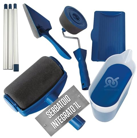Tempo di Saldi Rullo per Pittura con Serbatoio Professionale Antigoccia e Ricaricabile, Capacità 1 Litro, Larghezza 15 cm - ProKit per Imbiancare Casa Facile con Manico Allungabile per Pareti e Angoli