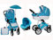 Skyline Kombi 3in1 Kinderwagen mit einem Aluminium Gestell, Babywanne, Sport Buggyaufsatz und Babyschale (ISOFIX) (Hellblaue Blumen)