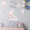 M MUNCASO Large Pink Baby Elephant Wall Stickers,Cute Five Elephant Dream Wallpaper, Pink Moon and Hot Air Balloon Wall Decals for Nursery Kids Room Children Living Room Bedroom Decor