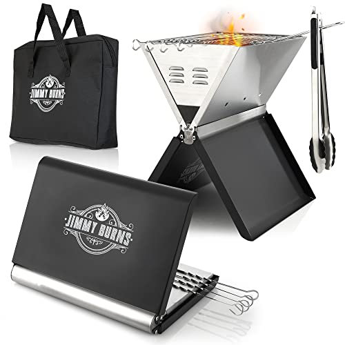 JIMMY BURNS Barbecue de camping au charbon de bois en acier inoxydable,[Design Eyecatching Notebook ],Pour 2 à 4 personnes, le jardin,Avec accessoires de barbecue