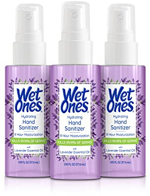 Wet Ones Hydrating Hand Sanitizer Spray Mist | Lavender-Scented Spray Hand Sanitizer Travel Size, 1.95oz (3 Pack)
