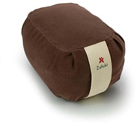 ZAFUKI, Zafu meditación, Wagon, cojín Yoga, zafu Viaje algodón 100% Relleno cáscara espelta, complemento Ideal Esterilla Yoga (MARRÓN)
