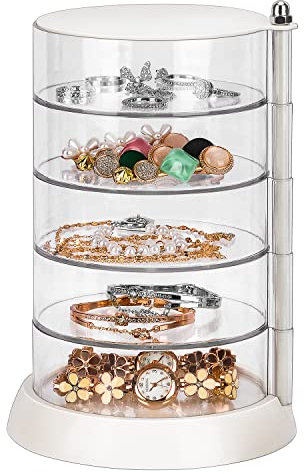 JessLab Haar-Accessoires Organizer, Clear 5-Layer-Acryl-Organisator für Mädchen Haare Binden, klassifizieren Lagerung von Layer-Box für Haar-Accessoires & Armbänder Ringe Armreifen