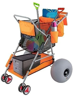 Folding Wagon Cart Orange/Blue Portable Outdoor Camping Beach Multifunction Adjustable Handle for Picnic Bbq Trolley,High Efficiency(Blue)