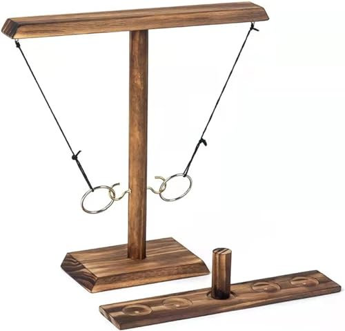 GERUI Ring Toss Game Jeu de lancer d'anneaux en bois fait à la main pour enfants et adultes