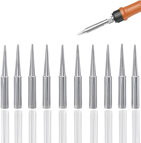 Treki 10pcs 900M Replacement Soldering Iron Tips Solder Iron Welding Tip Soldering Tip Set for Hakko, Radio Shack, TENMA, ATTEN, Quick, Aoyue, Yihua Solder Station (900M-T-LB)