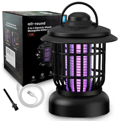 Myggskydd, Zapper 2-i-1 elektrisk myggavvisande vägg och kontor, 3 000 V uppladdningsbar USB-flugfälla, 360° UV elektrisk myggavvisande lampa säker och effektiv