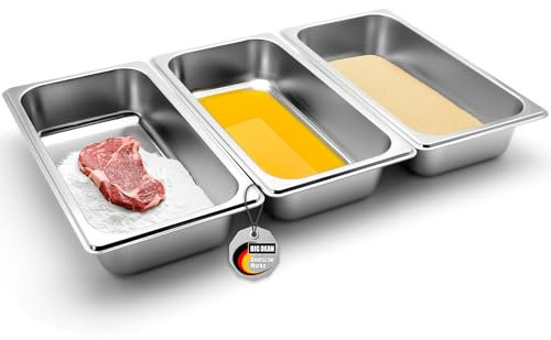 BigDean Panierschalen Set 3-teilig aus hochwertigem Edelstahl – Panierstraße Panier-Set für Schnitzel Fisch Fleisch