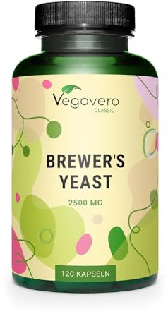 Bierhefe Brewers Yeast 2500 mg | Mit Biotin für gesunde Haut, Haare und Nägel | 100% natürlich ohne Zusatzstoffe| Laborgeprüft | Deutsche Produktion | 120 hochdosierte Kapseln | Vegan | Vegavero